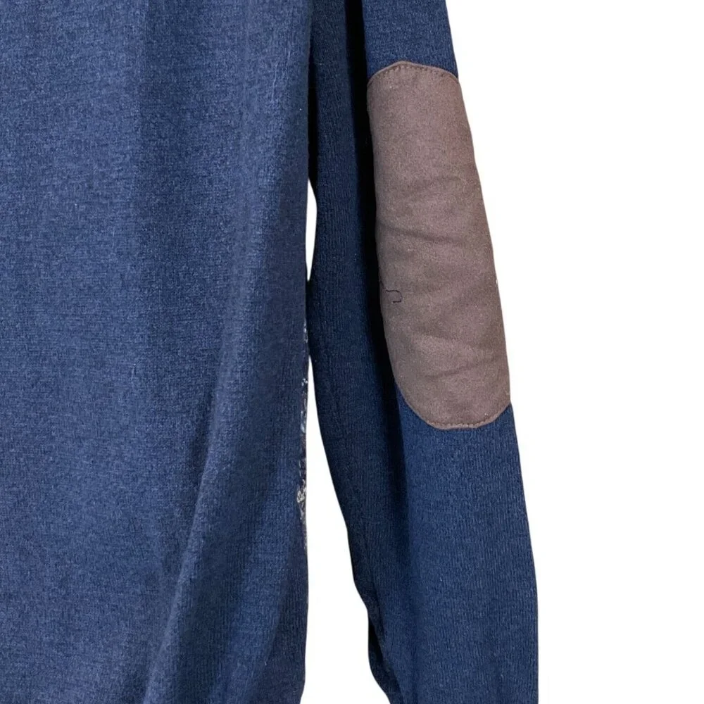 JOE Joseph Abboud 1/4 Zip LS Collared Suede Elbow Patch Pullover Sweater LG